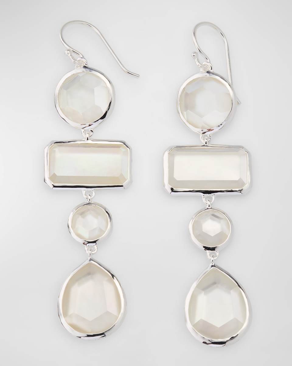 Rock Candy Large Mixed-Cut 4-Tier Earrings in MOP and Rock Crystal